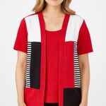 Vintage Another Thyme size XL red white blue knit cardigan Size L Photo 0