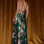 12th Tribe Natalia Floral Satin Maxi Slip Dress Emerald Green XL Photo 1