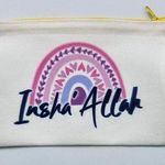 Inshallah Canvas Zipper Pencil Bag Makeup Bag Pouch Bag Handmade NWT White Photo 0