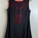 Aryeh 🌞 Black Over Red Satin Cut Out Detail Sleeveless Midi Dress Photo 0