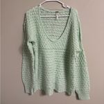 Free People Crashing Waves Pullover Crochet Knit Sweater Mint Green Size Medium Photo 1