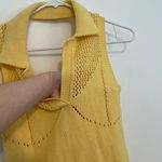 ZARA  Perforated Chenille Collared Polo Mini Dress Yellow Sleeveless Knit Bodycon Photo 8