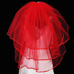 Women's Short Wedding Veils with Comb 3 Tier Halloween Tulle Bridal Veil Photo 4