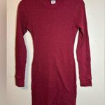 Aritzia TNA Red Long Sleeve Waffle Knit Dress Size Medium Skater Designer Photo 0