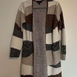 Fortune + Ivy  Women’s Brown Stripe Pattern Open Front Cardigan Sweater - Small Photo 3