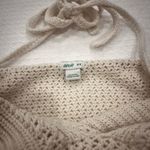 Aerie Cream Crochet Knit Halter Top 100% Cotton Crop Bralette Size Medium FLAWS Photo 7