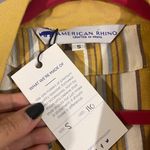 American Rhino Anthro Mustard Yellow Cotton Striped Bomber Jacket Women Sz S Photo 3