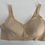 Plus Size Seamless Comfort Bra 4XL Beige Full Coverage Front Button Support Tan Photo 0