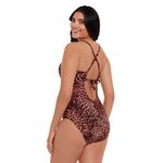 Time And Tru Brown Cheetah Animal Print Swimsuit w/Tortoise Rings - XL - NWT Photo 1