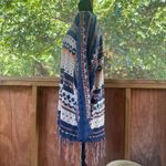 easel Women's Longline Boho Fringe Trim Cardigan Colorful Size M Photo 1