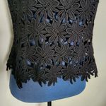Black Cut Out Flower Crochet Top Size M Photo 0