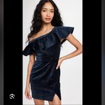 SALONI New Greta ruffle mini dress cotton velvet size dark navy US size 2 witchy Blue Photo 1