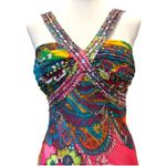 Vintage Formal Dress Small Y2K Long Maxi Holiday Party Colorful Beaded Tropical Pink Photo 1