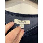 Madewell  Velvet Short Sleeve Crew Top Soft Touch Holiday Party Navy Blue M Photo 2
