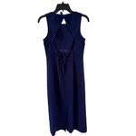 Papell Boutique Vtg  Y2K Navy Sleeveless Dress 10 Petite Keyhole Back Old Money Photo 4