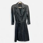 Vintage Winlit Butter Leather Belted Trench Coat Small Black Photo 3