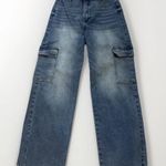 OAT New York Wide Leg High Rise Raw Hem Cargo Jeans Size 4/27 Photo 0