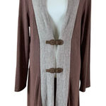 Simply Noelle  Brown Open Front Cozy Knit Cardigan Longline Drape L XL Photo 0
