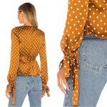 Revolve Tularosa Charmaine Wrap Top in Camel Polka Dots Medium NWT Photo 3