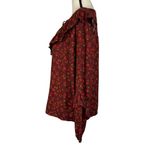 Sonoma  Medium Top Floral Ruffled Long Sleeve Tie Keyhole Neck Dark Rust Multi Photo 4