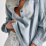 Free People  Glacier Bay Printed Checked Distressed Denim Tunic We The Free Photo 1