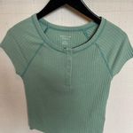 American Eagle  Hey Baby Cropped Henley Tee Size Medium M  Green Photo 0