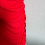 Torrid Cherry Red V-Neck 1/2 Sleeve Black Lace Back Ruched Blouse Womens 3 (3X) Photo 3