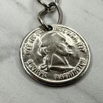 George Washington Coin Charm Silver Tone Metal Chain Link Belt One Size (OS) ✨ Photo 1