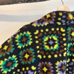 BDG  Granny Square Afghan Quilt Fleece Plush Pullover 1/4 Zip Sweater Size Large Photo 6