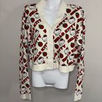Hello Kitty Dumbgood Sanrio  Strawberries Waffle Knit Cropped Cream Cardigan L Photo 2