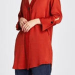 ZARA BASIC Rust Red Textured V Neck Long Sleeve Shirt Dress Women Size Small Photo 0