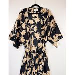 Maison Du Soir Womens Robe Black Selena Floral Kimono Wrap Waist Tie Boho L/XL Size L Photo 6