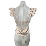 Peppermayo NEW  Regan White Red Polka Dots Ruffle Tie Cutout Blouse Top Size 4 Photo 1