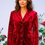 SheIn Red wine crushed Velvet Blazer Classic blazer. New Photo 0