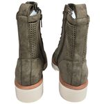 MIA  Womens Olive Green Perforated‎ Lace Up Ankle Boots Lug Heel Side Zip 6.5 NEW Photo 5
