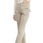 Mango  100% Cotton Pocket Cargo Jeans Tan Sand NWT Size 14 Photo 3