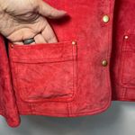 David Brooks Suede Jacket Red Snap Front Moto Minimalist Women's Sz Large Petite Photo 5