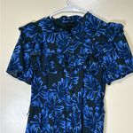 Who What Wear  Blue Leaf Pattern Long Sleeve Dress Photo 3