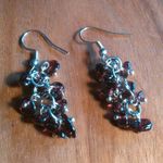 Indian Garnet and Red Seed Bead Dangle Earrings Photo 0