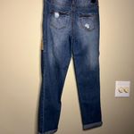 Faux suede patchwork jeans straight leg Size 4 Photo 4