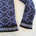 Vintage LL Bean Purple Nordic Snowflakes Button Wool Cardigan Sweater Size SMALL Photo 7