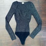 Abercrombie & Fitch  Metallic Black Sweetheart Neck Stretchy Sweater Bodysuit XS Photo 9
