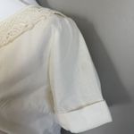 Peck & Peck Vintage  Fifth Ave Blouse Ivory Lace Trim Short Sleeve Top Romantic Photo 4