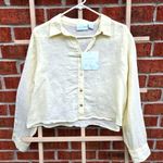 Cynthia Rowley  Size Medium Linen Pearl Button Down Women’s Crop Shirt Photo 0