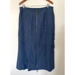 VTG IC Collection Lagenlook Asymmetrical Linen Chambray Zip Shirt Skirt Set XL Blue Photo 11