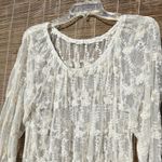 Ivory Lace Sheer Top Long Sleeve M White Size M Photo 1