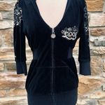 COOGI Velour Embroidered Hoodie Zip Front Photo 4