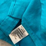 kim rogers NWT  Size M Turquoise Blue Linen Blend Short Sleeve Button Down Shirt Photo 10