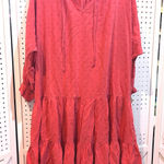 ZARA Oversized Coral Tiered Dress with Eyelet‎ Details, V-Neck, Bohemian Style Photo 0