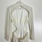 La Femme  Sequin Long Sleeve Cutout Gown in White Size US 10 Photo 7